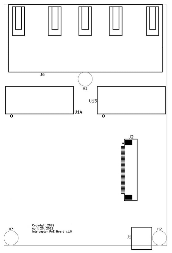 Interceptor PoE Board, layout diagram