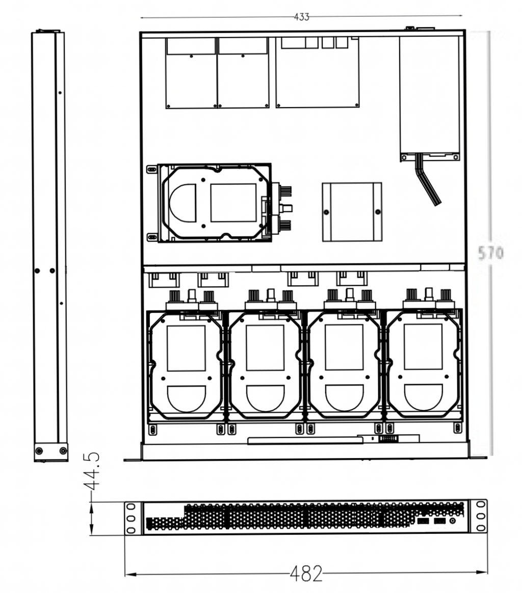 Interceptor 1U Case, diagram