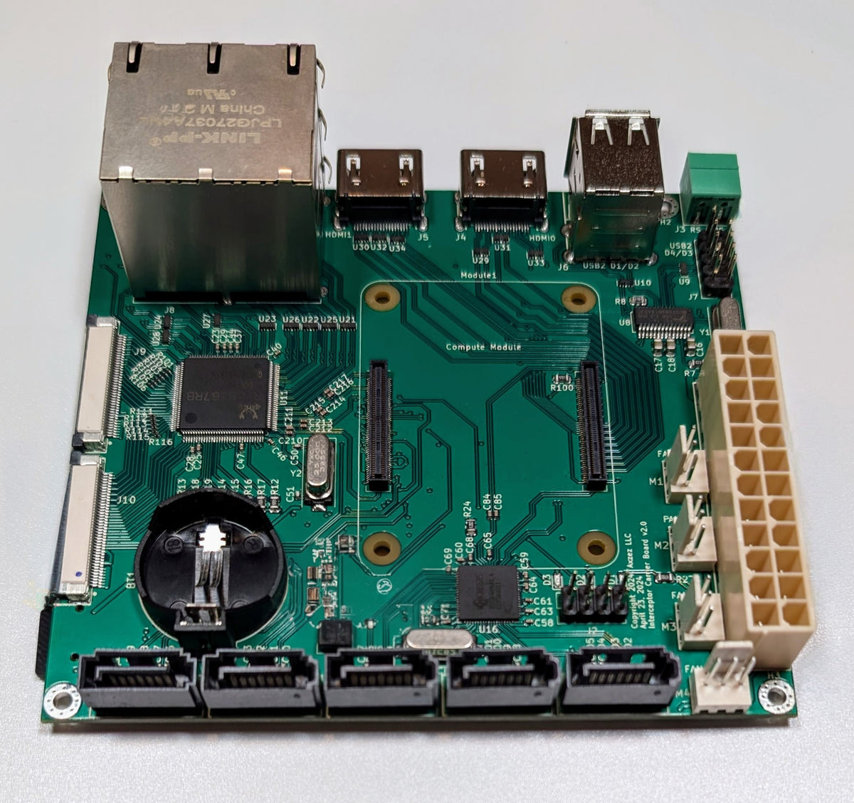 Interceptor Carrier Board v2.0, top view